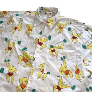 Vintage 90s Union Bay Workout Buff Men Short Sleeve Novelty Button Up Size M